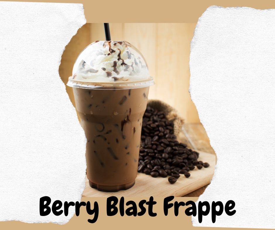 Picture of a caffeine frappe, dark and creamy colours in a plastic cup and straw